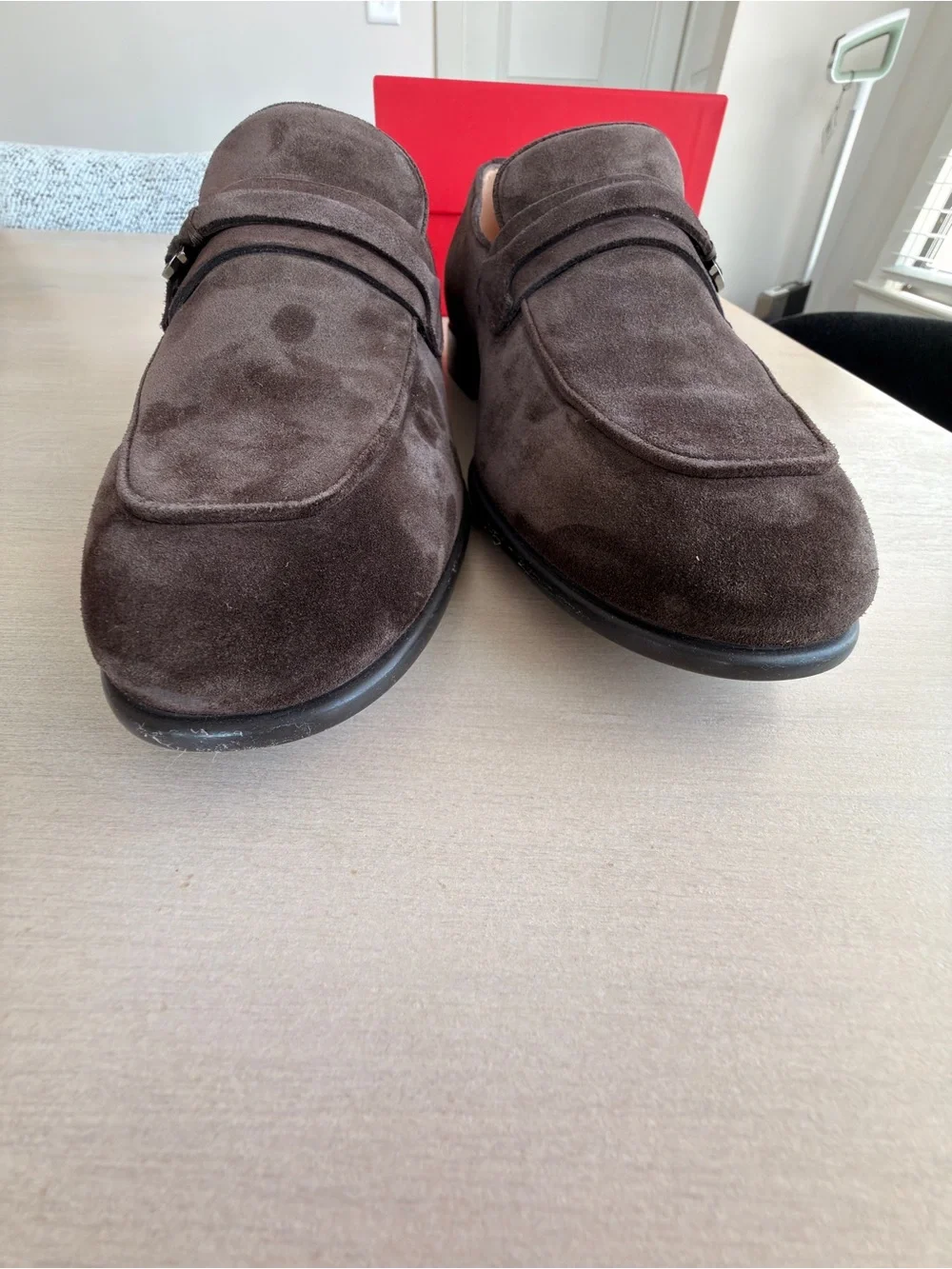 Salvatore Ferragamo Dark Brown Suede Bit Loafers - Size 9.5 EE